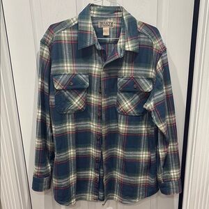 Duluth Trading Co. Green Plaid Flannel Shirt